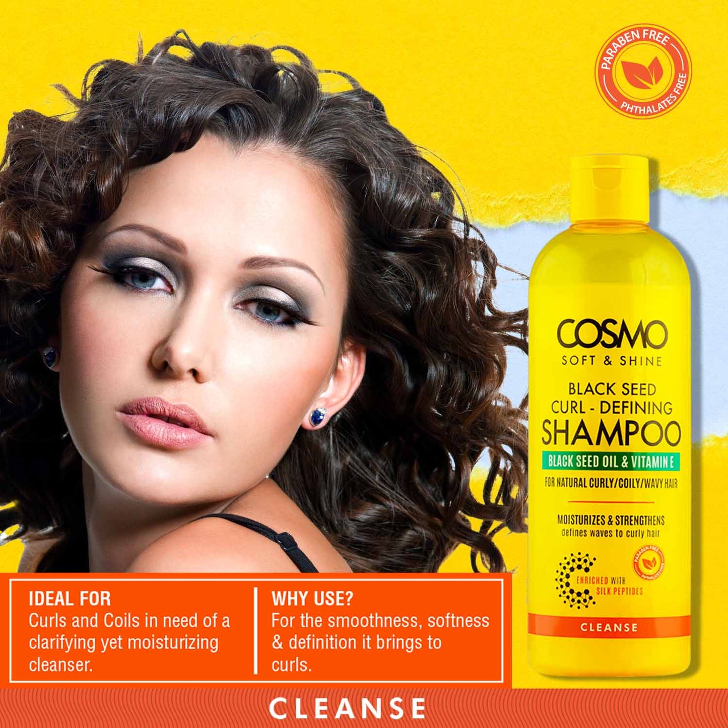 COSMO SOFT & SHINE BLACK SEED CURL - DEFINING SHAMPOO CLEANSE – 480ML