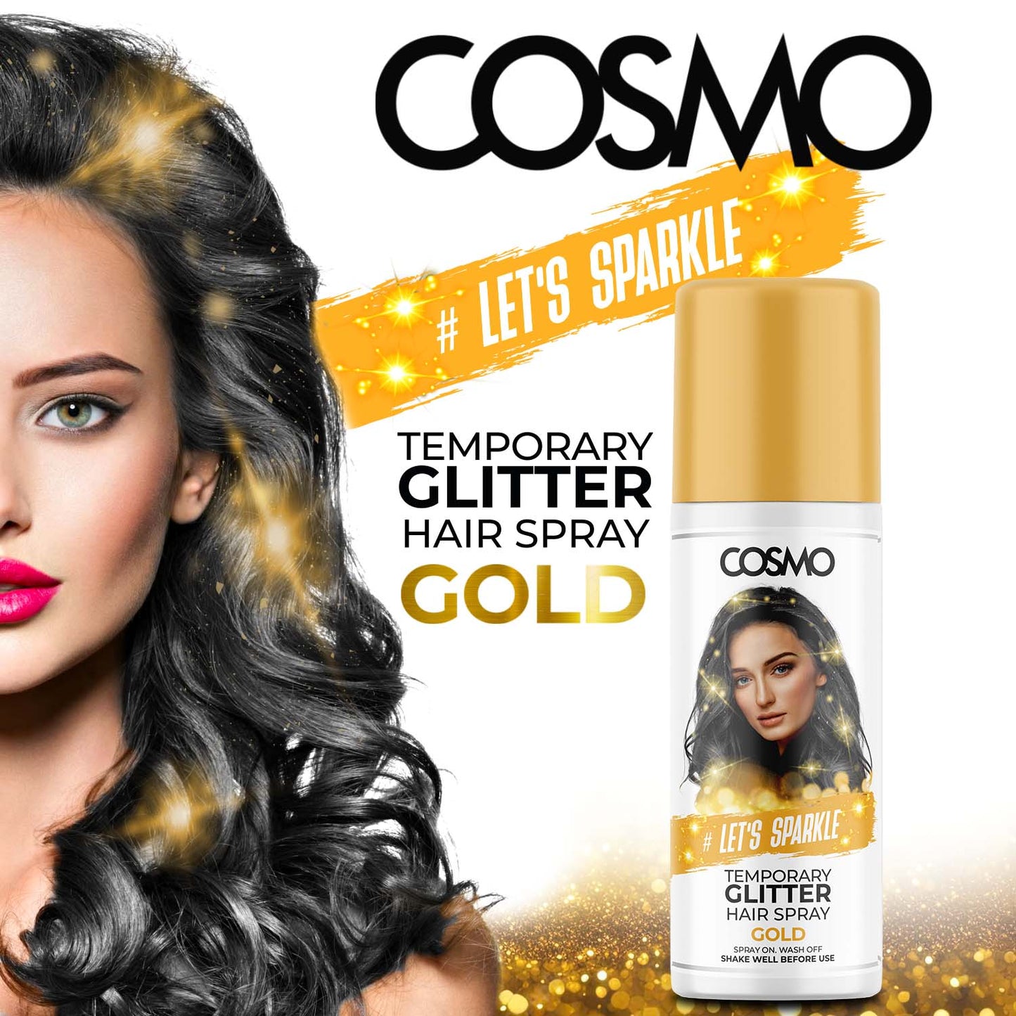 TEMPERORY GLITTER GAIR SPRAY - GOLD