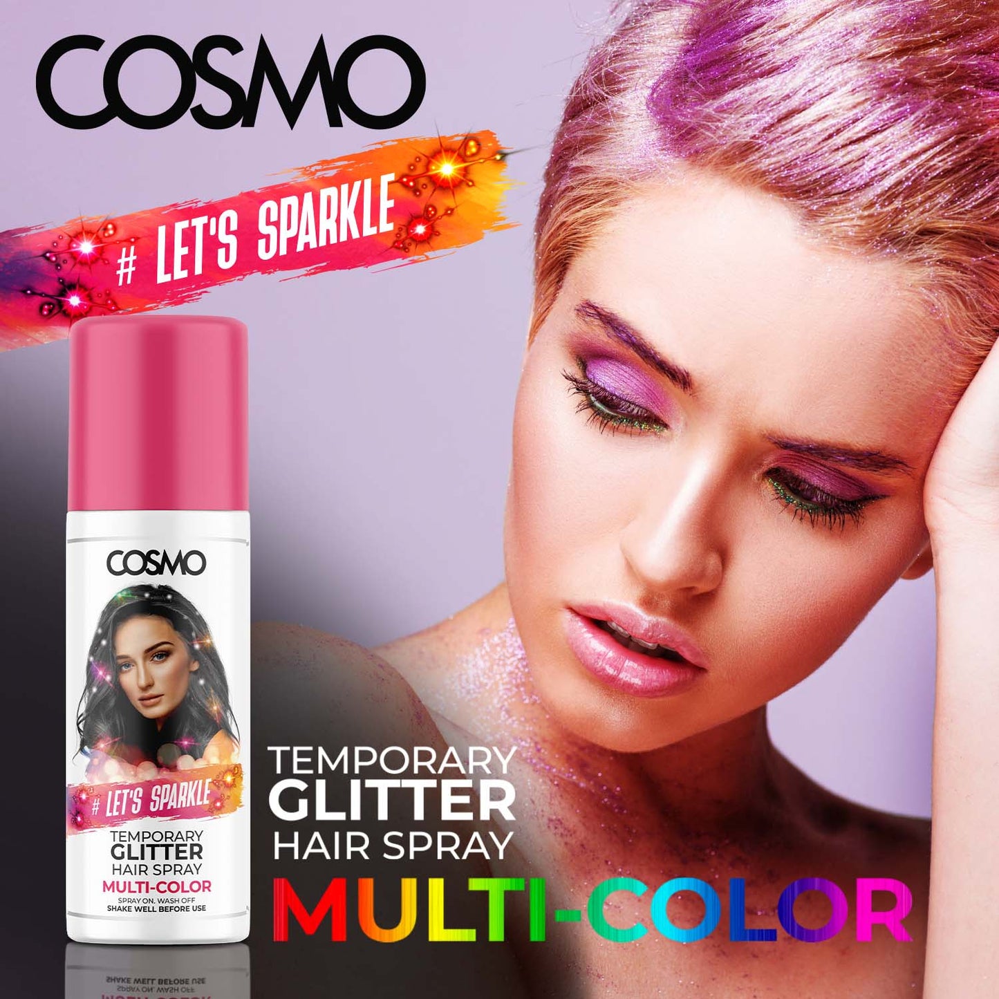 TEMPERORY GLITTER HAIR SPRAY - MULTI-COLOUR