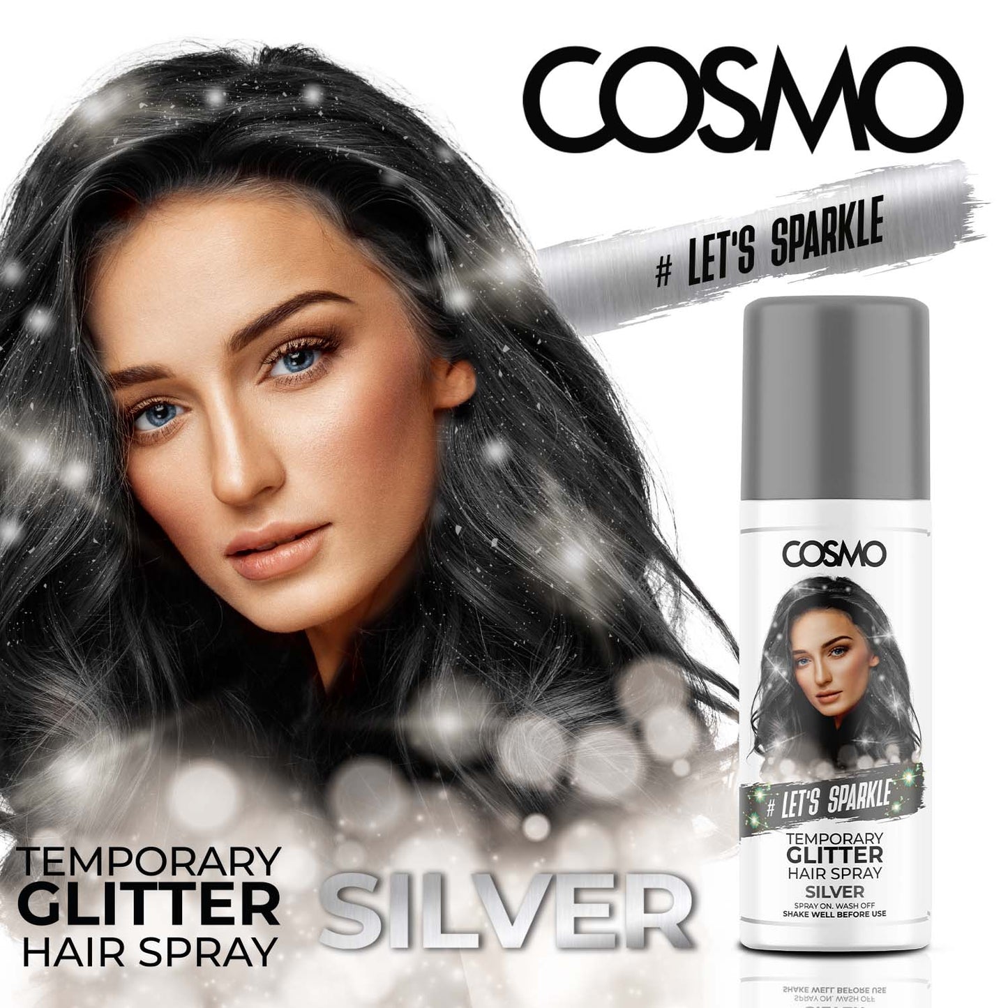 TEMPERORY GLITTER HAIR SPRAY - SILVER