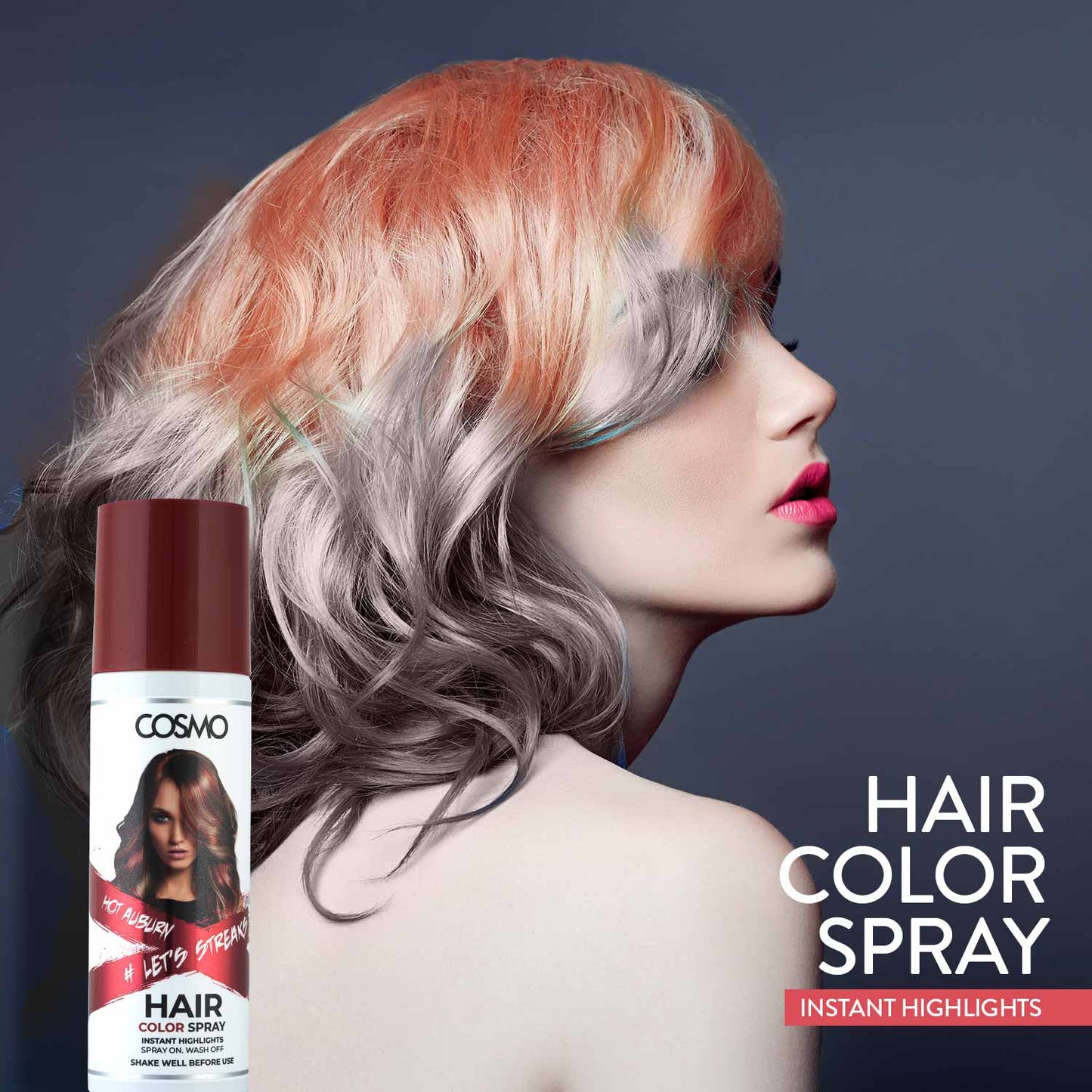 TEMPORARY HAIR COLOUR SPRAY - HOT AUBURY