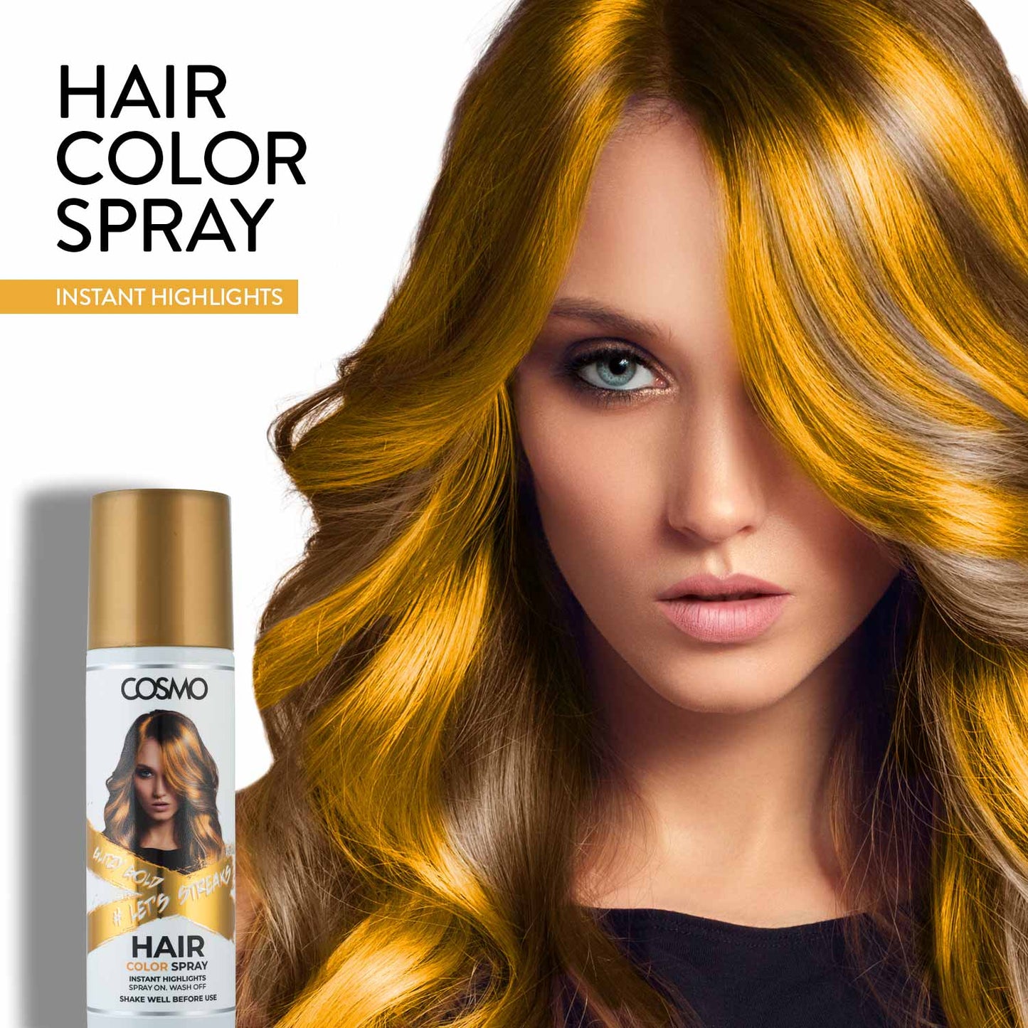 TEMPORARY HAIR COLOUR SPRAY - GLITZY GOLD