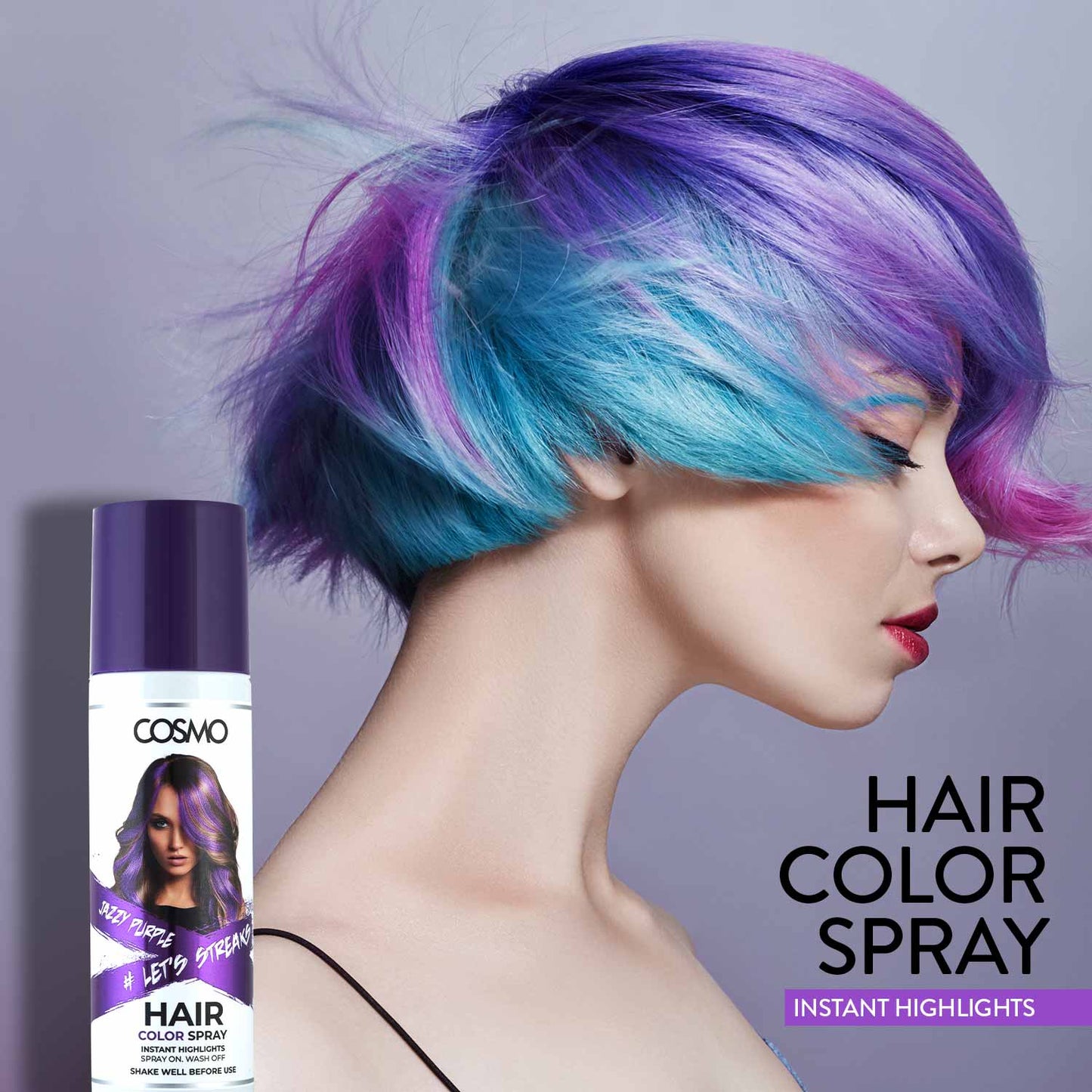 TEMPORARY HAIR COLOUR SPRAY - JAZZY PURPLE