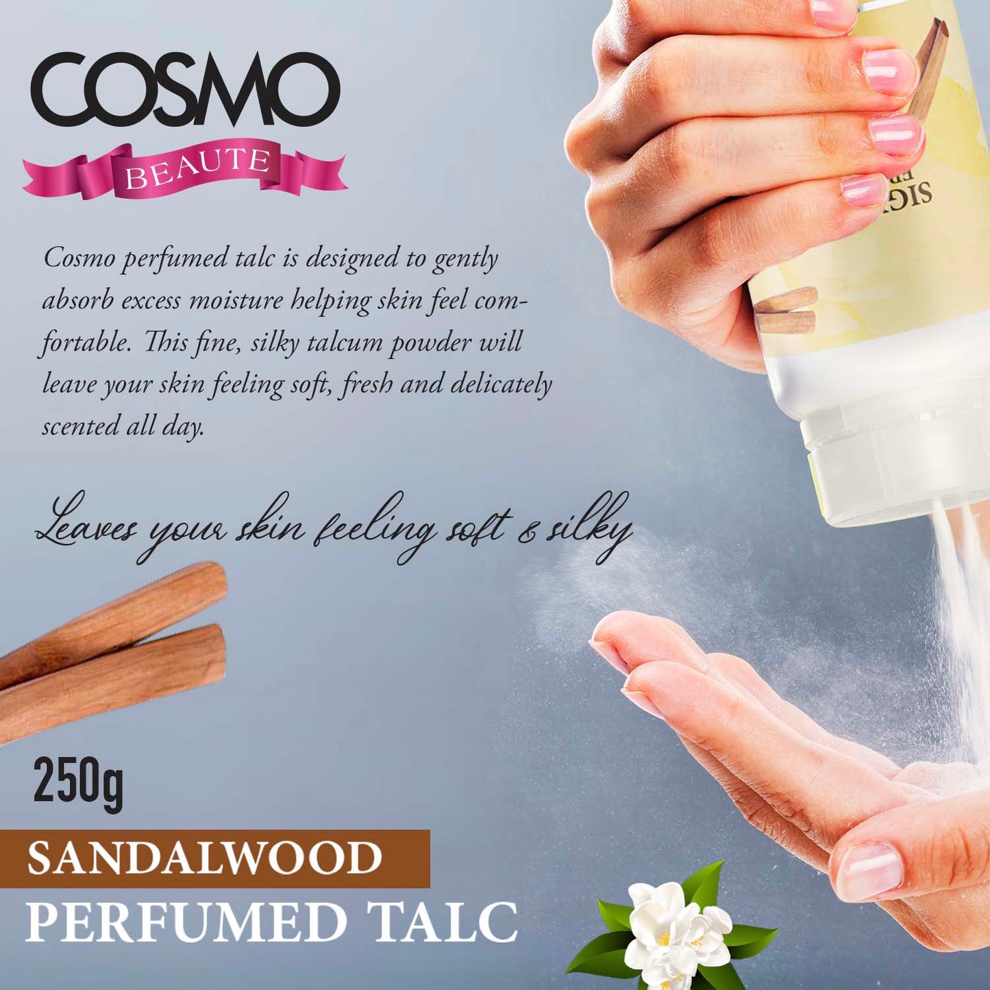 SANDALWOOD - COSMO  BEAUTE PERFUMED TALC