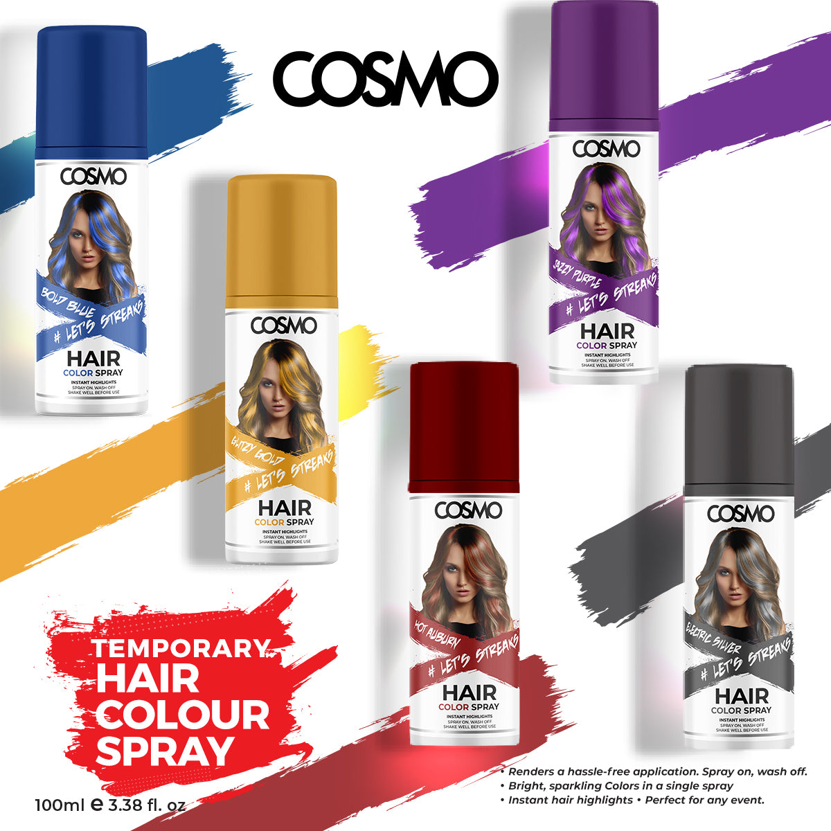 TEMPORARY HAIR COLOUR SPRAY - GLITZY GOLD